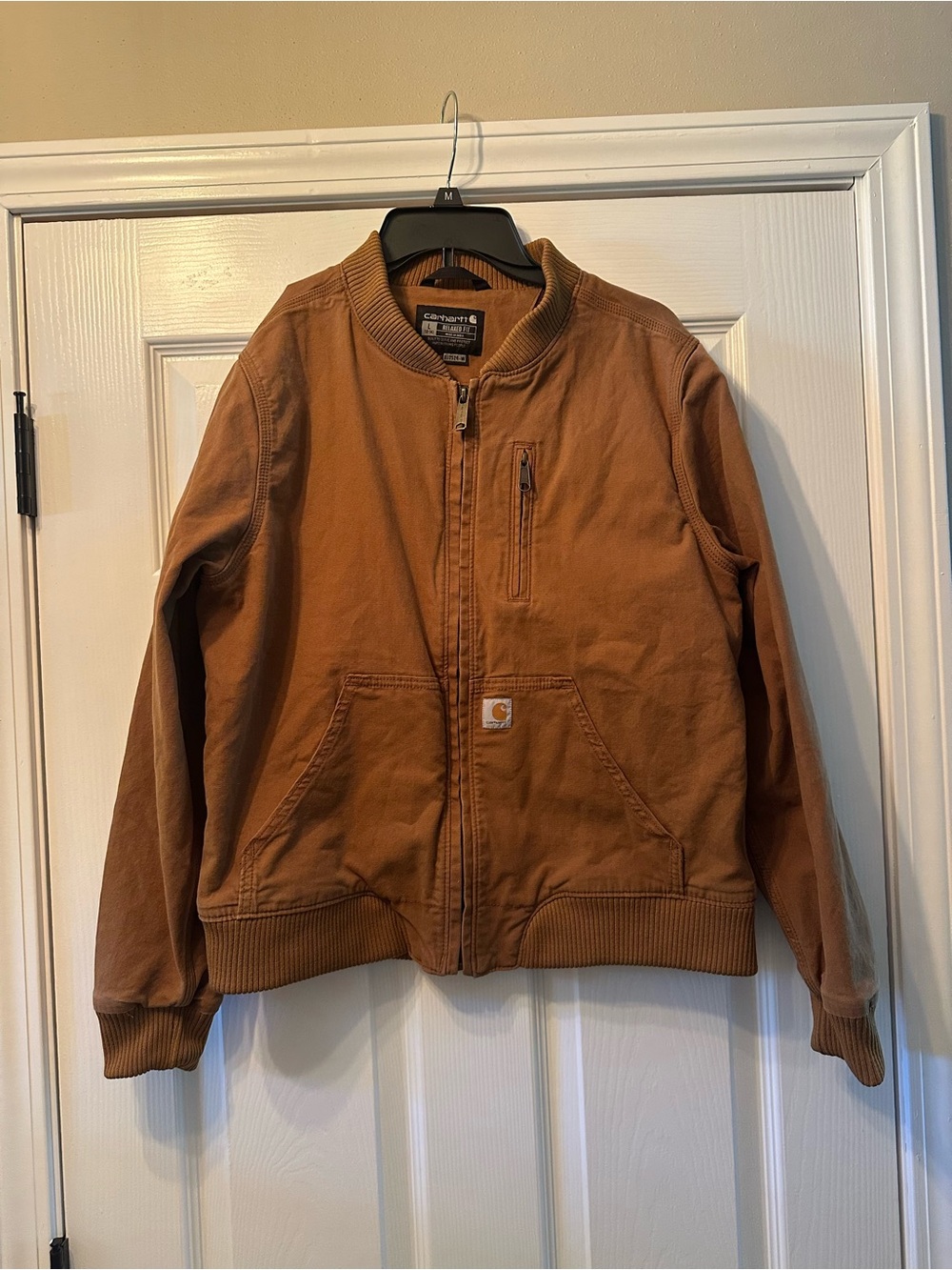 Carhartt Brown Canvas Bomber Jacket - Tan Workwear Style